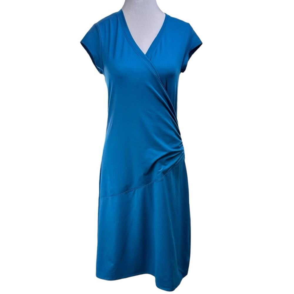 Athleta Nectar Faux Wrap Dress Blue Size Small
